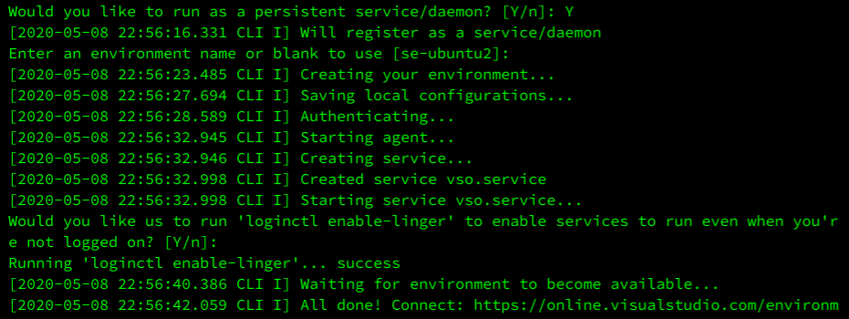 screenshot of finishing installation